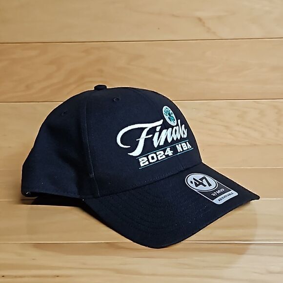 Boston Celtics 2024 NBA Finals Adjustable Hat Cap '47 MVP Black White - Picture 2 of 8